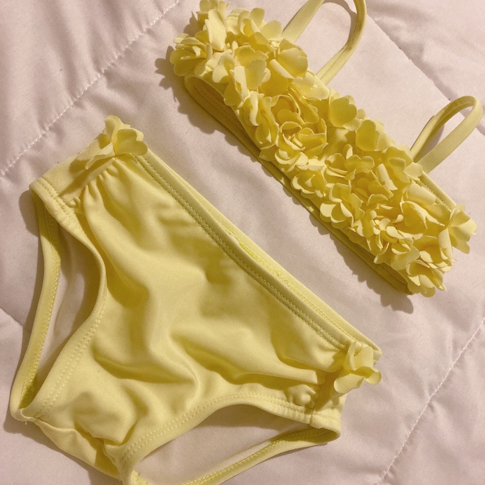 infant crazy 8 yellow flower bikini